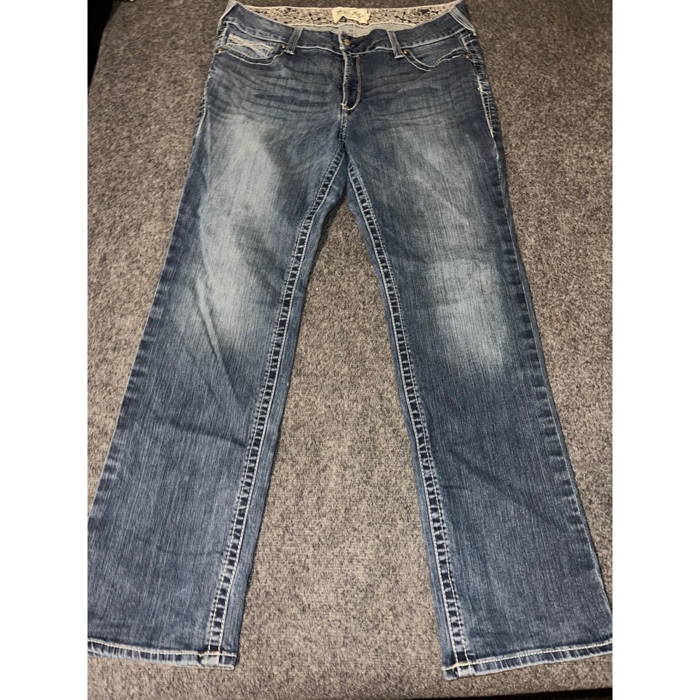 Ariat REAL Denim Womens 34R Straight Leg Jeans Blue Medium Wash Cotton Blend